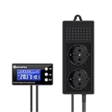 KETOTEK Enchufe Termostato Dia y Noche Terrario Reptiles, Digital Termostato de Atenuación PID Controlador de Temperatura con Temporizador Calefacción 220V para Acuario Invernadero Lámpara de Calor