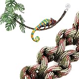 Abizoo Accesorios para reptiles, rama de escalada para reptiles, accesorios de terrario, gecko camaleón, decoración para terrario, reptiles, hojas, enredaderas artificiales con ventosas para dragón de